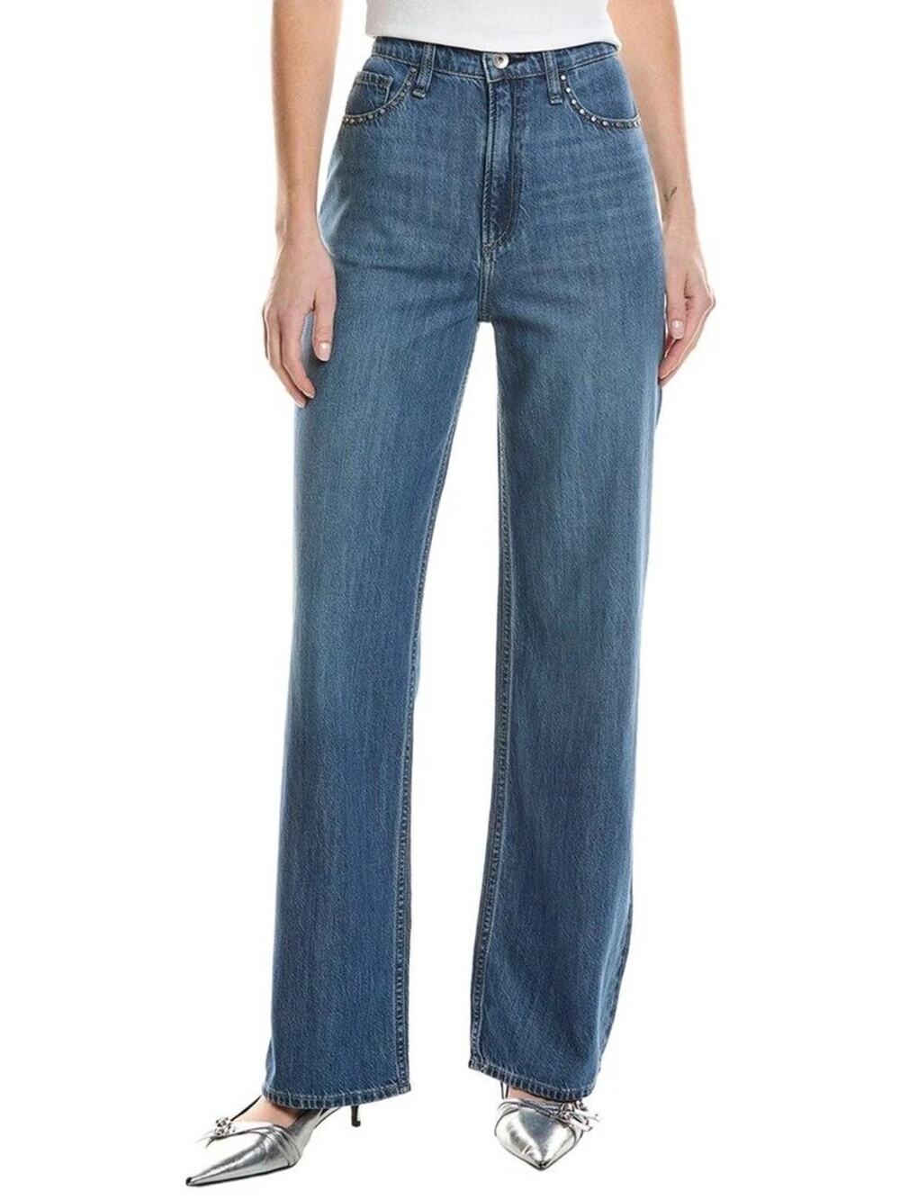 Rag & Bone Lori Mid-Rise Acworth Stud Wide Leg Jean 25